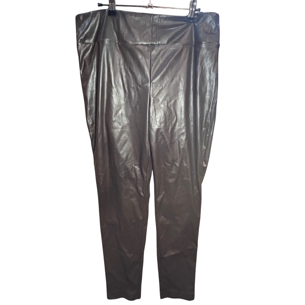 Meg & Margot Faux Leather Leggings Womens XL Brown New High Waisted Stretch